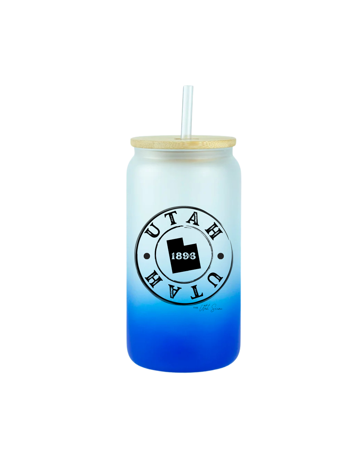 16oz. Glass Can Tumbler - Blue Ombre