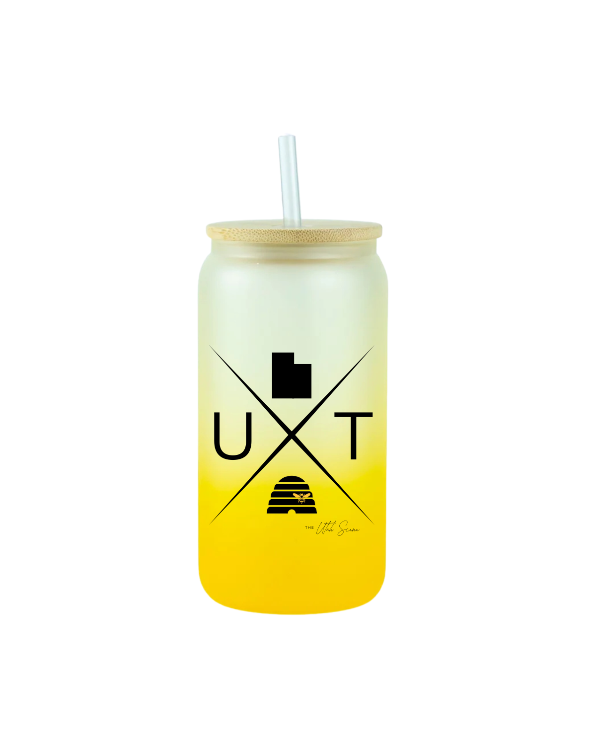 16oz. Glass Can Tumbler - Yellow Ombre