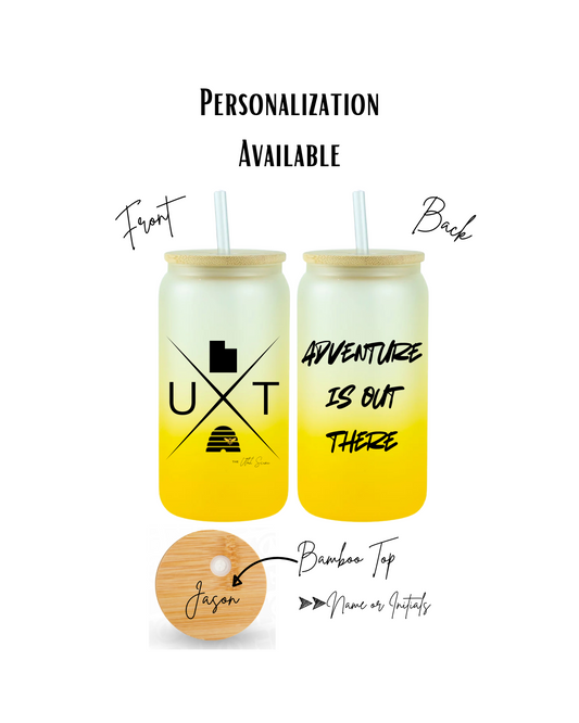 16oz. Glass Can Tumbler - Yellow Ombre