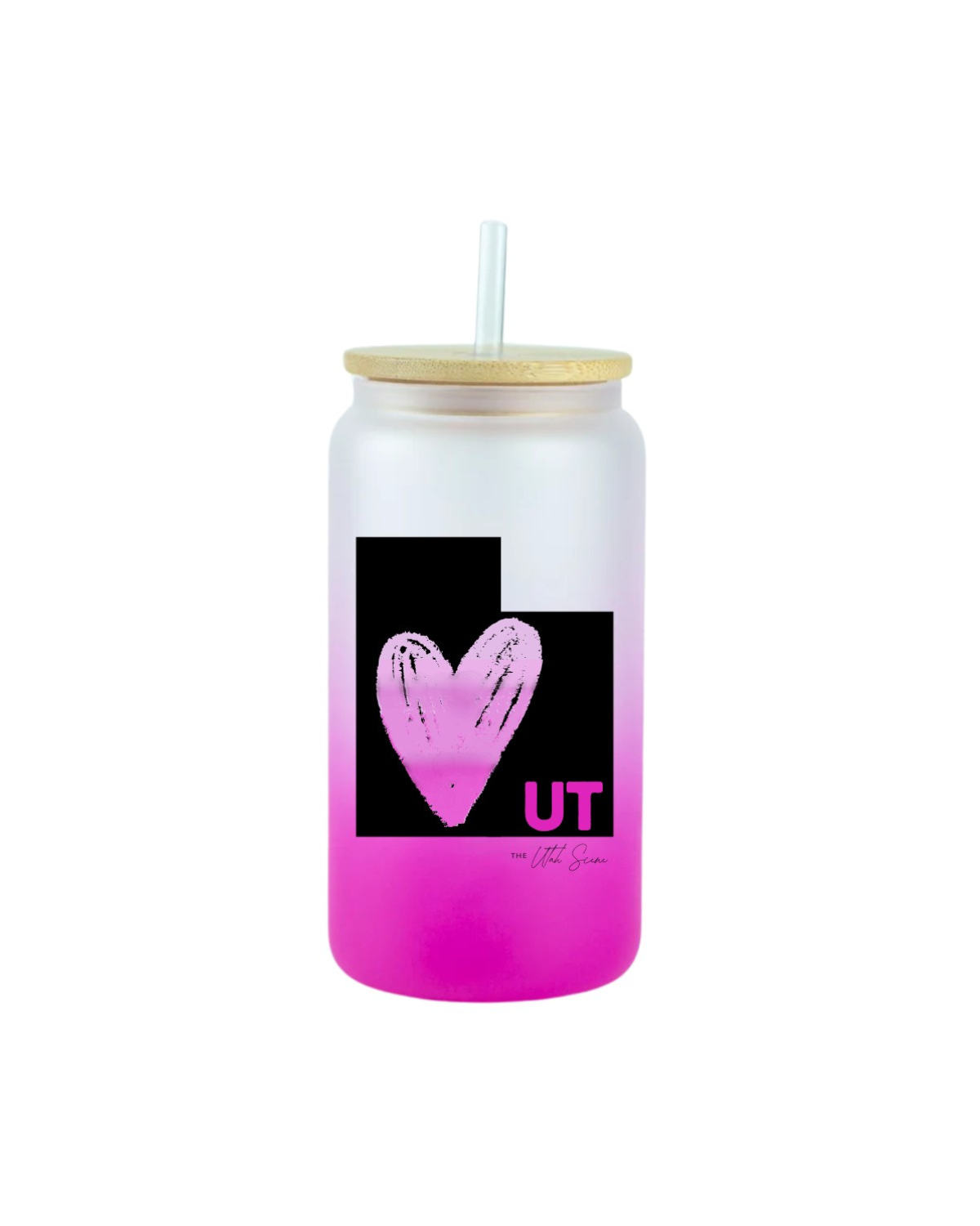 16oz. Glass Can Tumbler - Pink Ombre