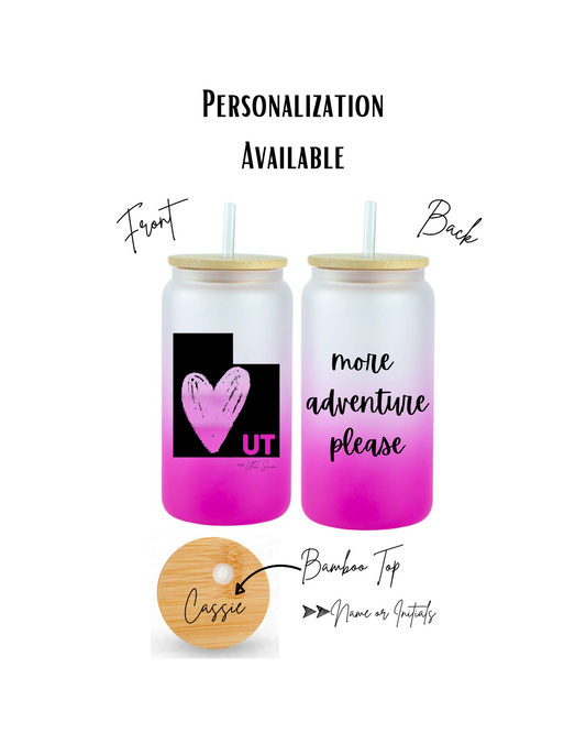 16oz. Glass Can Tumbler - Pink Ombre