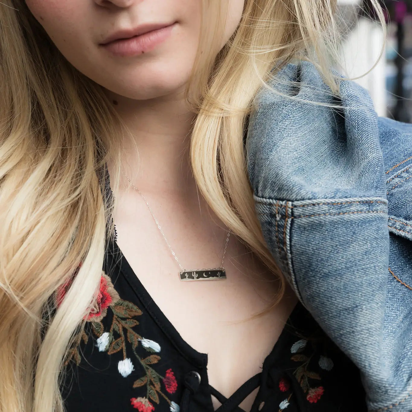 Nighttime Cactus Bar Necklace